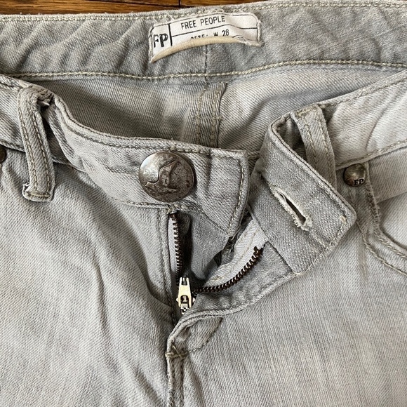 FREE PEOPLE | Light Stone Gray Straight Leg Jeans - Picture 4 of 5